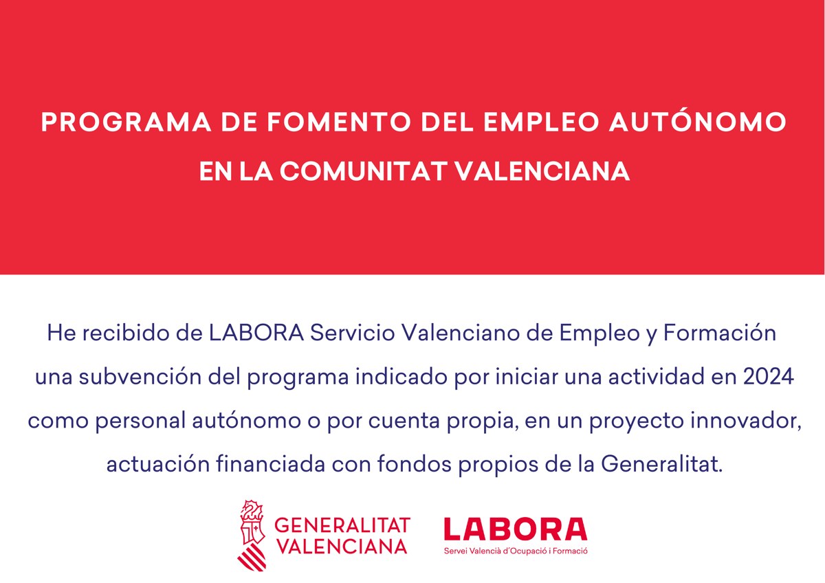 Subvención LABORA Generalitat Valenciana programa fomento empleo autónomo 2024